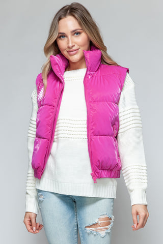 Snobbish Fine Fur Lining Quilted Vest Trendsi