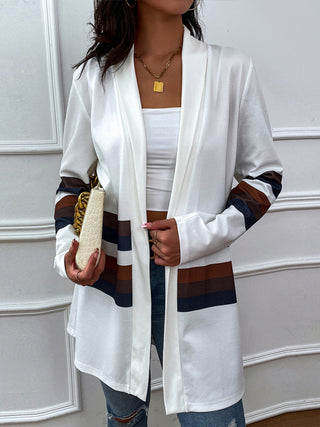 Color Block Open Front Cardigan Divacious