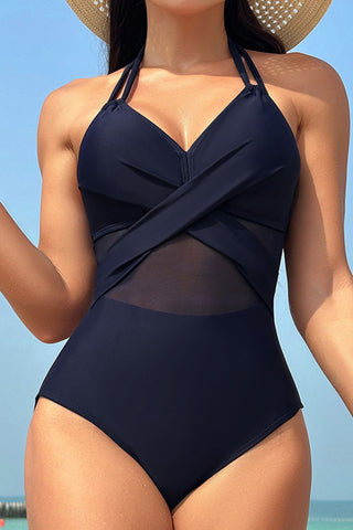 Crisscross Halter Neck One-Piece Swimwear Divacious