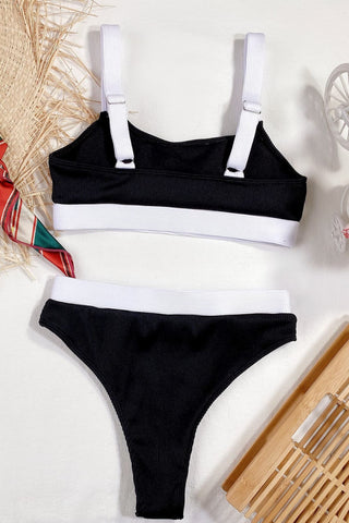 Color Block Scoop Neck Bikini Set Divacious