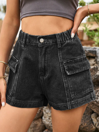 High Waist Denim Shorts with Pockets Divacious