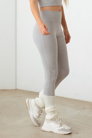 Le Lis Ribbed Crop Cami and High Waist Brushed Leggings Set Trendsi