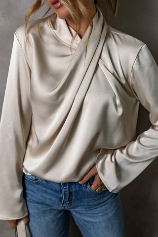 Cutout Ruched Long Sleeve Blouse Divacious