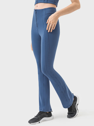 Millennia Zipper Detail High Waist Active Pants Trendsi