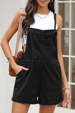 Square Neck Denim Overalls with Pockets Divacious