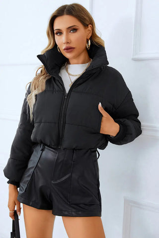 Zip-Up Winter Coat with Pockets Divacious