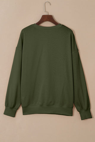 Pocketed Round Neck Dropped Shoulder Sweatshirt Divacious