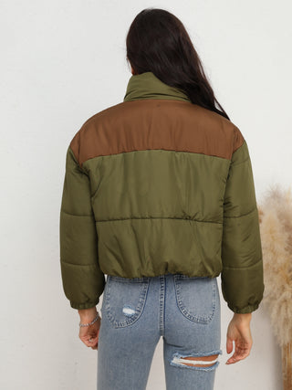 Two-Tone Zip-Up Puffer Jacket Divacious