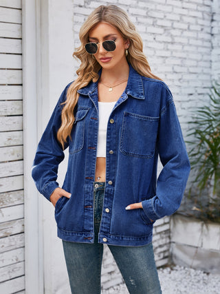 Pocketd Button Up Detachable Hooded Denim Jacket Divacious