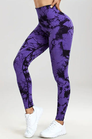 Printed High Waist Active Pants Trendsi