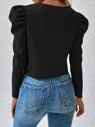 Zip Up Puff Sleeve Jacket Trendsi