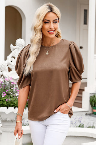 Round Neck Half Sleeve Blouse Divacious