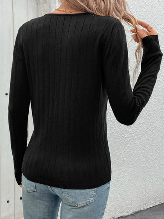 V-Neck Long Sleeve Knit Top Divacious