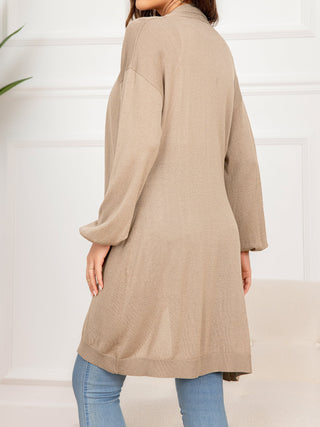 Dropped Shoulder Open Front Longline Cardigan Divacious