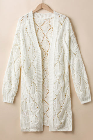 Openwork Open Front Dropped Shoulder Cardigan Divacious