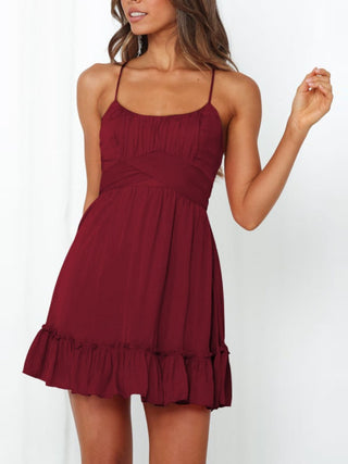 Tied Crisscross Scoop Neck Cami Dress - Divacious