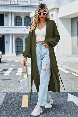 Tie Waist Longline Cardigan Divacious