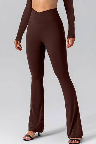 High Waist Slit Pocketed Active Pants Trendsi