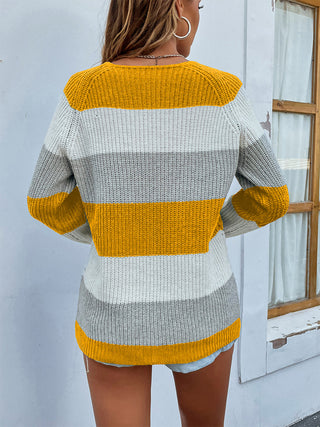 Color Block Rib-Knit Sweater Divacious