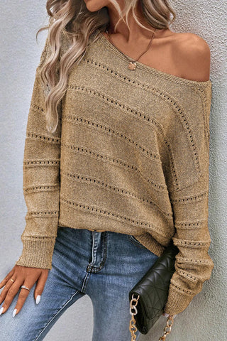 Boat Neck Dropped Shoulder Sweater Divacious