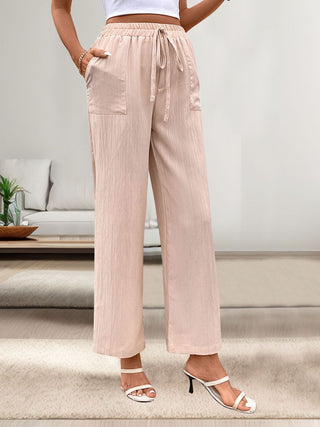 Tied Wide Leg Pants with Pockets Divacious