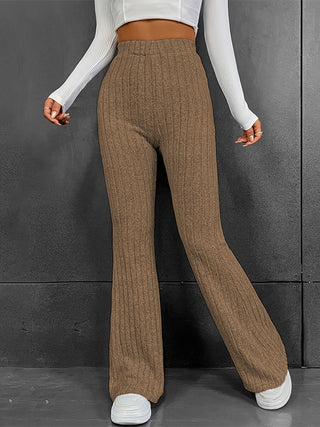 Ribbed High Waist Bootcut Pants Divacious