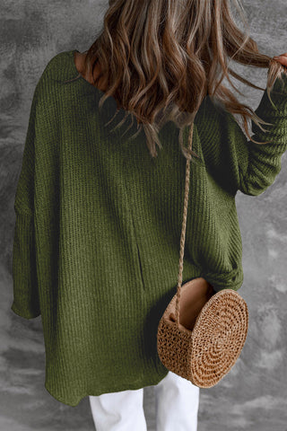 Round Neck High-Low Sweater Divacious