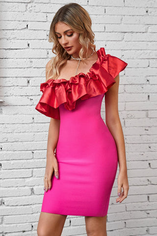 Ruffled One-Shoulder Bodycon Dress Trendsi