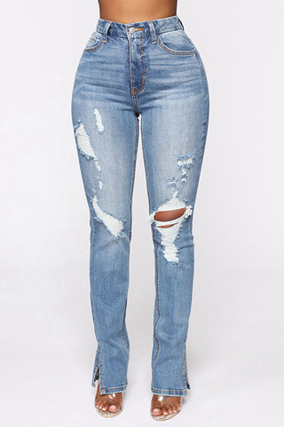 Distressed Slit Jeans Divacious