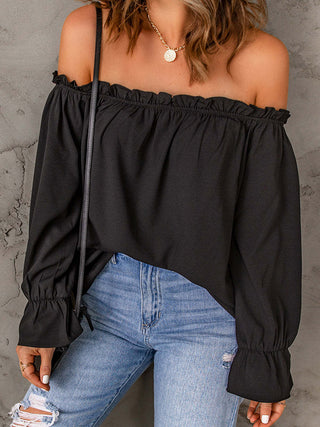 Off-Shoulder Flounce Sleeve Blouse Divacious