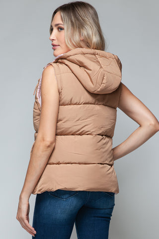 Snobbish Snap and Zip Closure Hooded Vest Trendsi