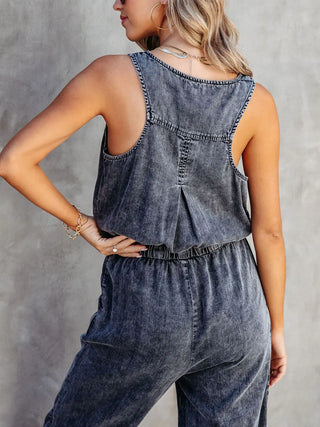 Drawstring Waist Sleeveless Jumpsuit Divacious