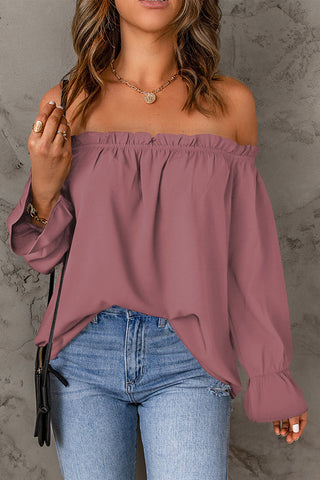 Off-Shoulder Flounce Sleeve Blouse Divacious