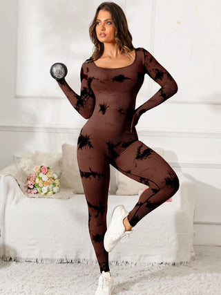 Scoop Neck Long Sleeve Active Jumpsuit Divacious