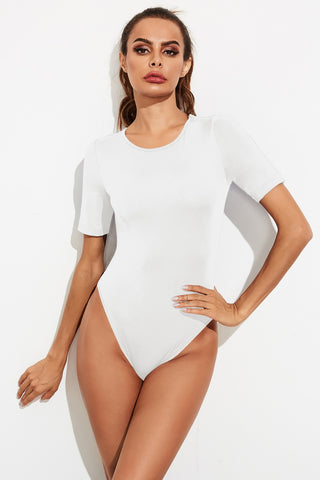 Round Neck Short Sleeve Bodysuit Divacious