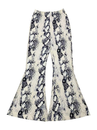 Snakeskin Print High Waist Flare Pants Divacious