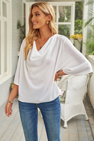 Short Sleeve Draped Blouse Divacious