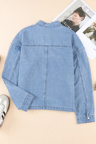 Snap Down Long Sleeve Denim Top Divacious