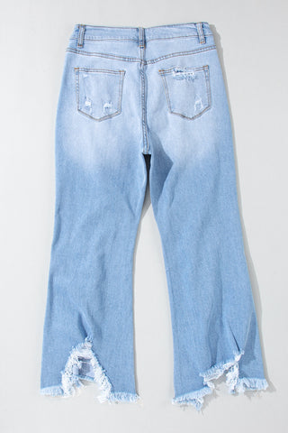 Distressed Raw Hem Jeans with Pockets Divacious