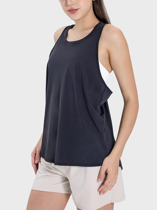 Millennia Round Neck Wide Strap Active Tank Trendsi