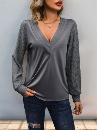 V-Neck Long Sleeve Top Divacious