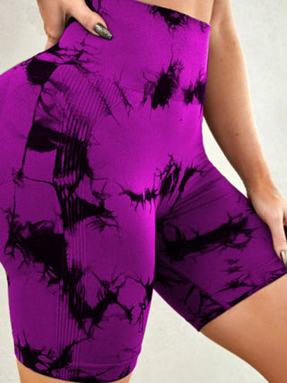 Tie-Dye High Waist Active Shorts Divacious