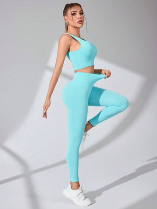 Scoop Neck Wide Strap Top and Pants Active Set Trendsi