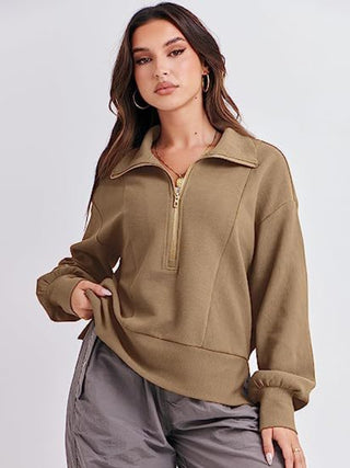 Half Zip Up Collared Sweatshirts Divacious