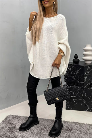 Round Neck Batwing Sleeve Sweater Divacious