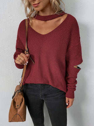 Cutout Zip Detail Sweater Divacious