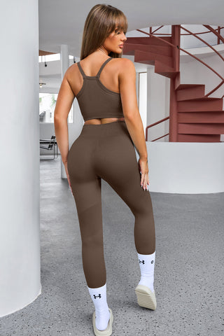 Tank Cropped Active Top and Pants Set Trendsi