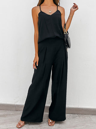 Spaghetti Strap Cami and Wide Leg Pants Set Trendsi