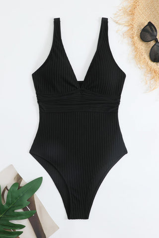 Plunge Wide Strap One-Piece Swimwear Divacious