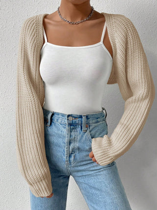 Open Front Long Sleeve Cropped Cardigan - Divacious